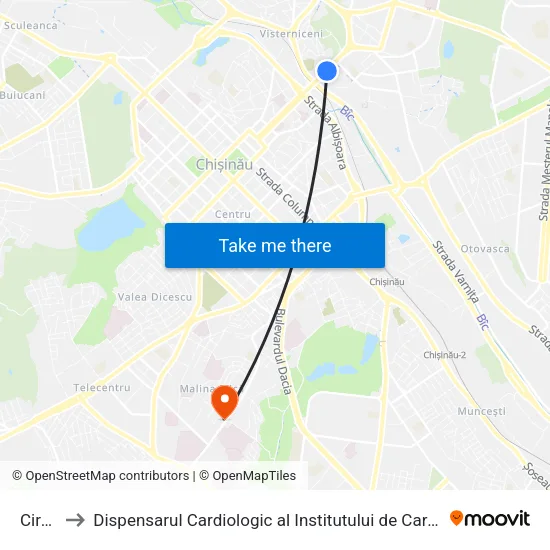 Circul to Dispensarul Cardiologic al Institutului de Cardiologie map