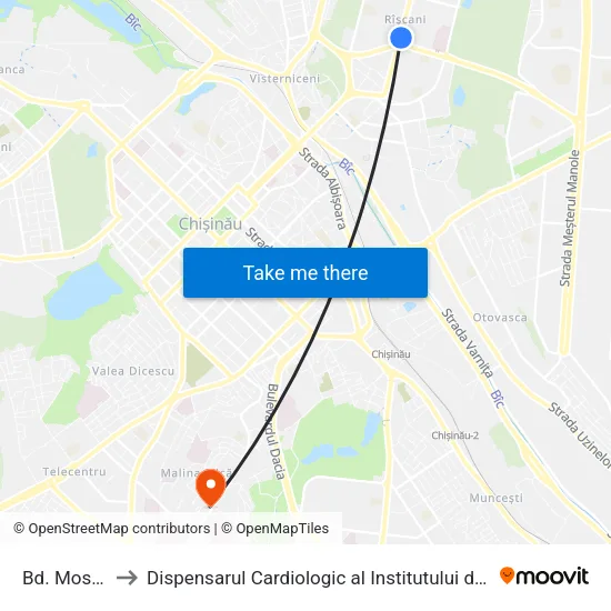 Bd. Moscova to Dispensarul Cardiologic al Institutului de Cardiologie map