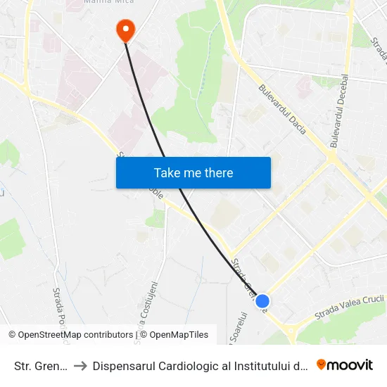 Str. Grenoble to Dispensarul Cardiologic al Institutului de Cardiologie map