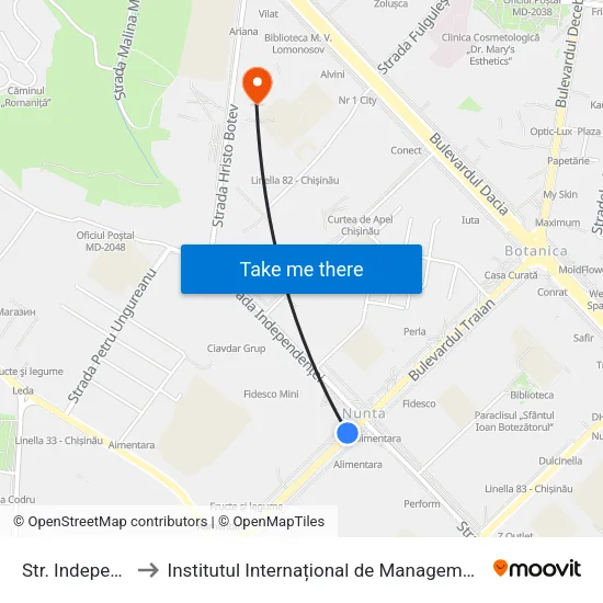 Str. Indepenenței to Institutul Internațional de Management „Imi-Nova” map