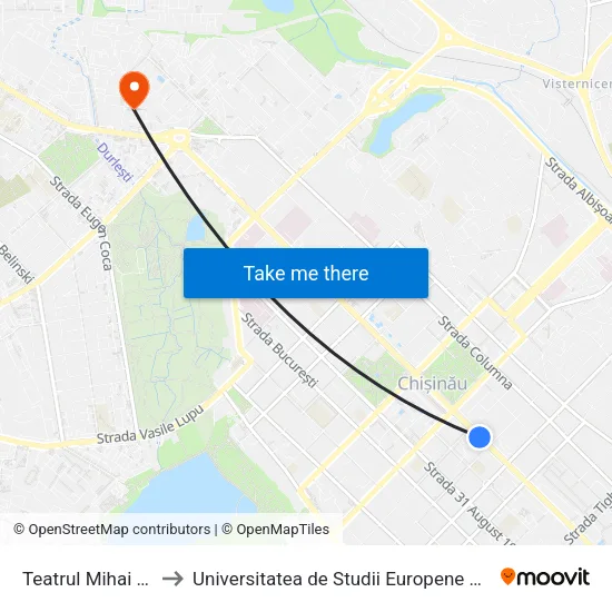 Teatrul Mihai Eminescu to Universitatea de Studii Europene din Moldova (USEM) map