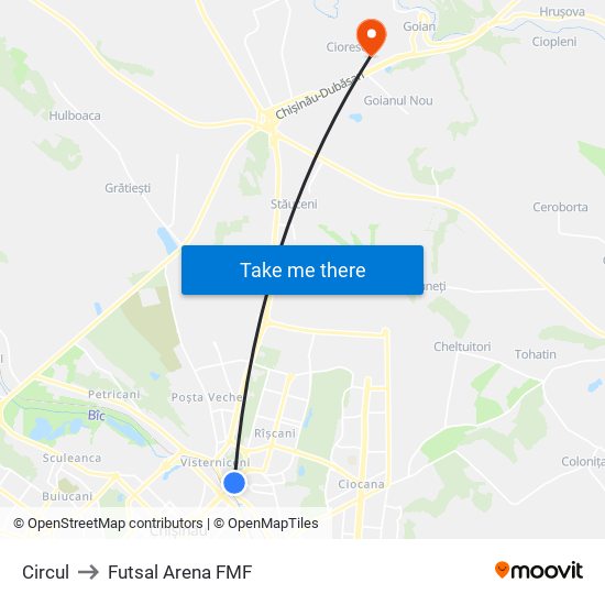 Circul to Futsal Arena FMF map