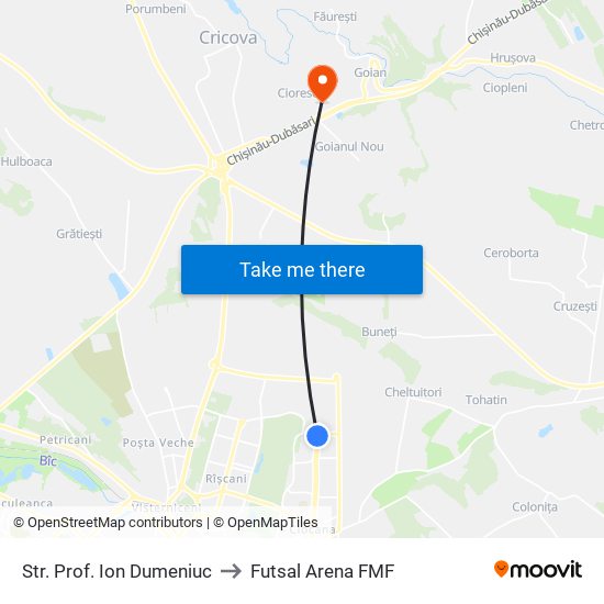 Str. Prof. Ion Dumeniuc to Futsal Arena FMF map