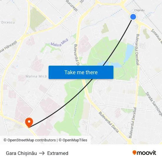 Gara Chișinău to Extramed map