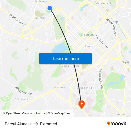 Parcul Alunelul to Extramed map