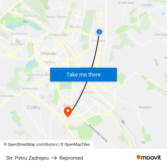 Str. Petru Zadnipru to Repromed map