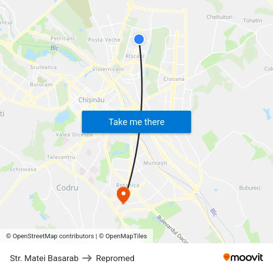 Str. Matei Basarab to Repromed map