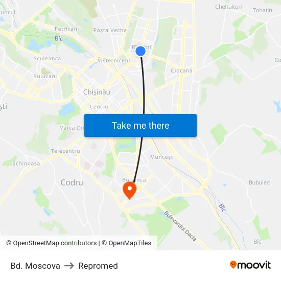 Bd. Moscova to Repromed map