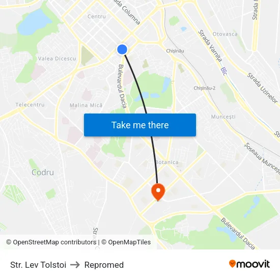 Str. Lev Tolstoi to Repromed map