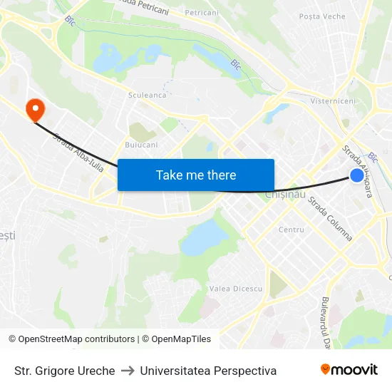 Str. Grigore Ureche to Universitatea Perspectiva map
