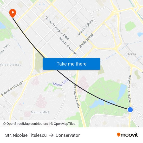 Str. Nicolae Titulescu to Conservator map