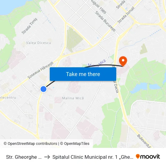 Str. Gheorghe Asachi to Spitalul Clinic Municipal nr. 1 „Gheorghe Paladi” map