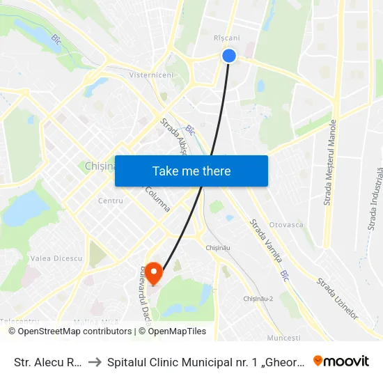 Str. Alecu Russo to Spitalul Clinic Municipal nr. 1 „Gheorghe Paladi” map