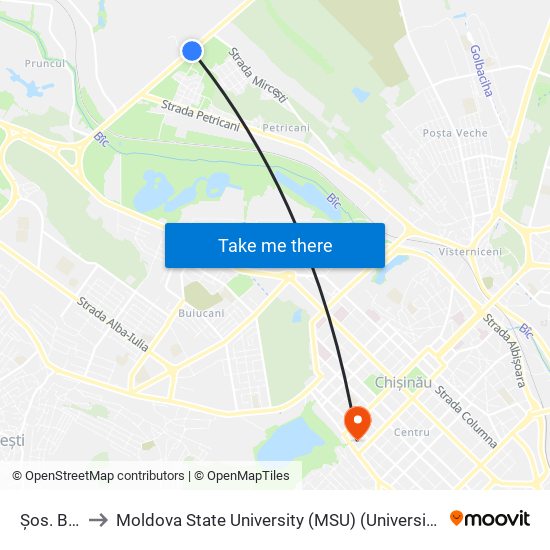 Șos. Balcani 7 to Moldova State University (MSU) (Universitatea de Stat din Moldova (USM)) map