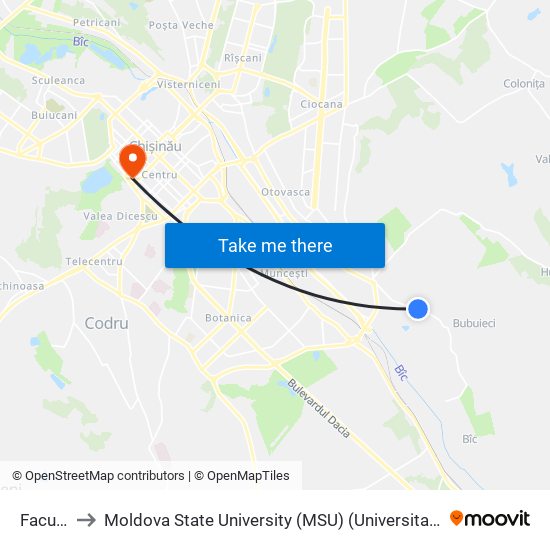 Facultativă to Moldova State University (MSU) (Universitatea de Stat din Moldova (USM)) map