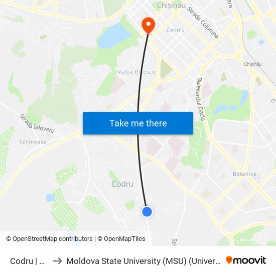 Codru | Facultativă to Moldova State University (MSU) (Universitatea de Stat din Moldova (USM)) map