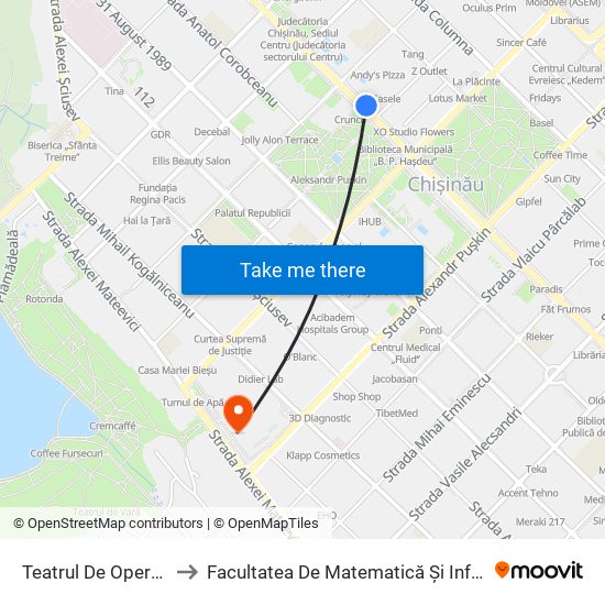 Teatrul De Operă Și Balet to Facultatea De Matematică Și Informatică - Usm map