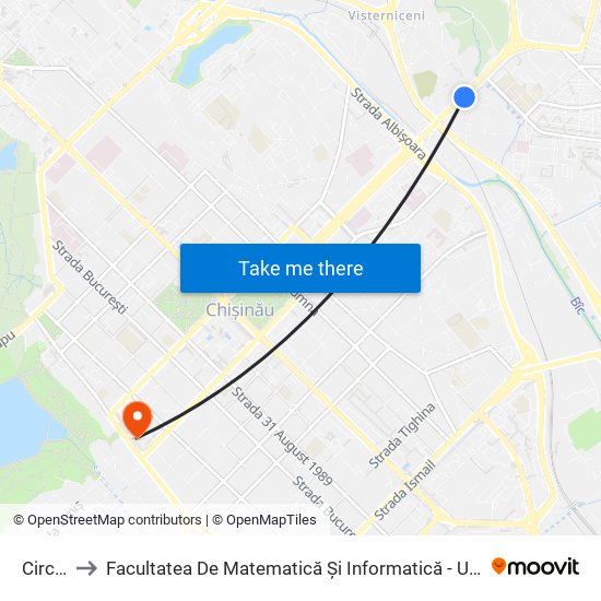 Circul to Facultatea De Matematică Și Informatică - Usm map