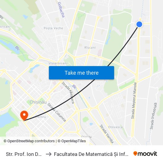 Str. Prof. Ion Dumeniuc to Facultatea De Matematică Și Informatică - Usm map