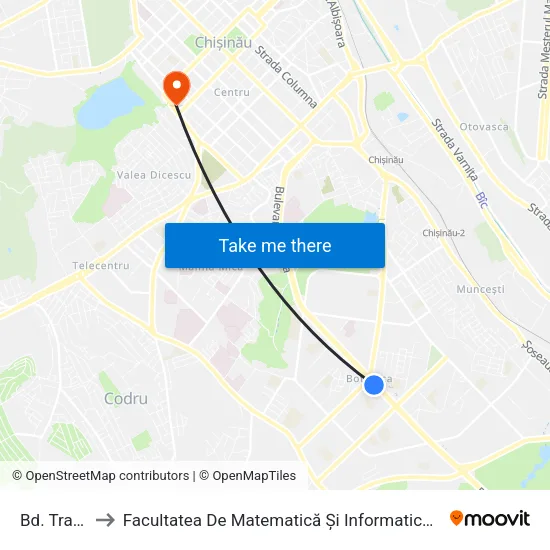 Bd. Traian to Facultatea De Matematică Și Informatică - Usm map