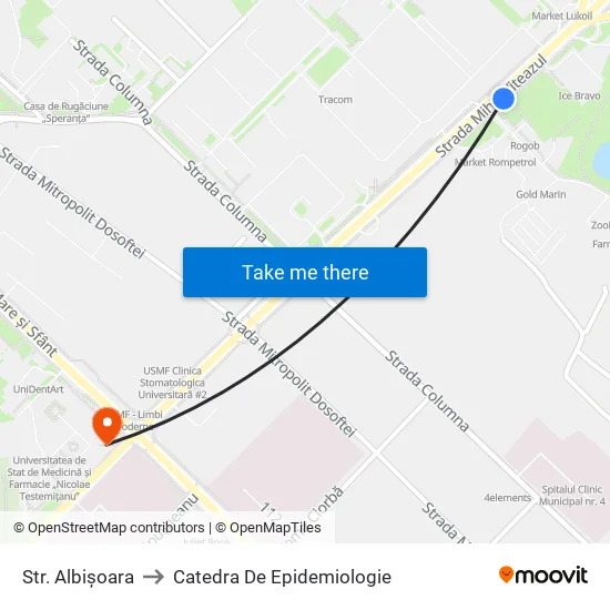 Str. Albișoara to Catedra De Epidemiologie map