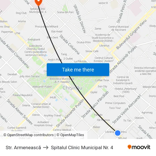 Str. Armenească to Spitalul Clinic Municipal Nr. 4 map