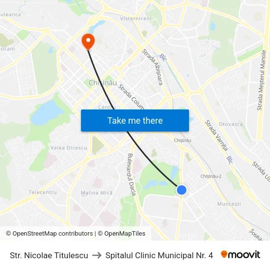 Str. Nicolae Titulescu to Spitalul Clinic Municipal Nr. 4 map