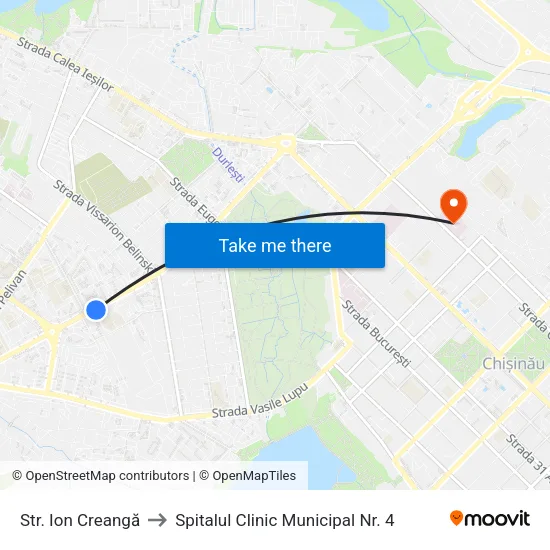 Str. Ion Creangă to Spitalul Clinic Municipal Nr. 4 map