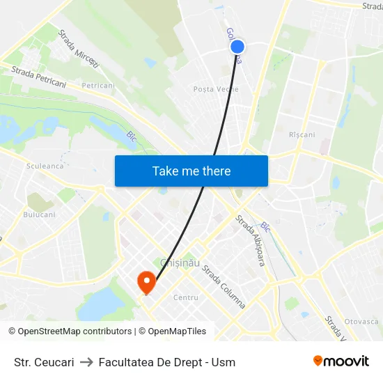 Str. Ceucari to Facultatea De Drept - Usm map