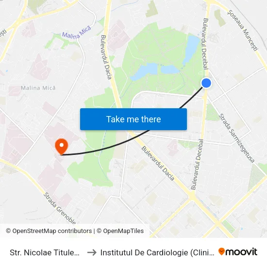 Str. Nicolae Titulescu to Institutul De Cardiologie (Clinica) map