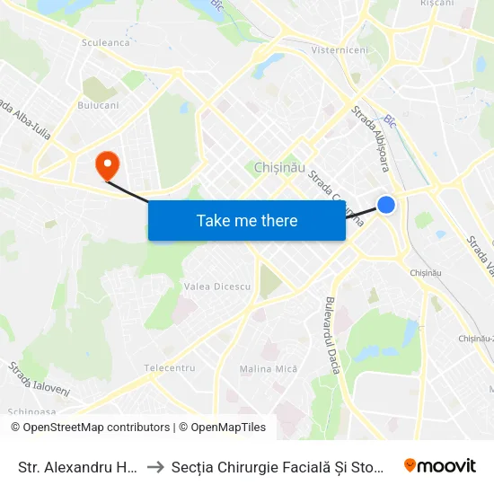 Str. Alexandru Hâjdeu to Secția Chirurgie Facială Și Stomatologie map