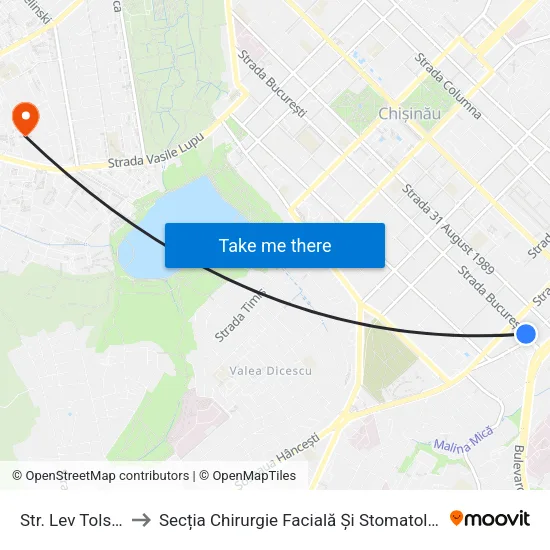 Str. Lev Tolstoi to Secția Chirurgie Facială Și Stomatologie map