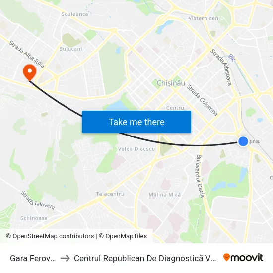 Gara Feroviară to Centrul Republican De Diagnostică Veterinară map