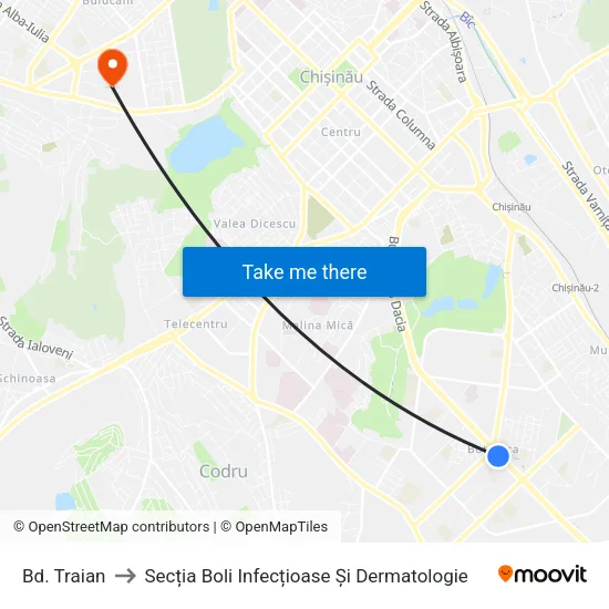 Bd. Traian to Secția Boli Infecțioase Și Dermatologie map