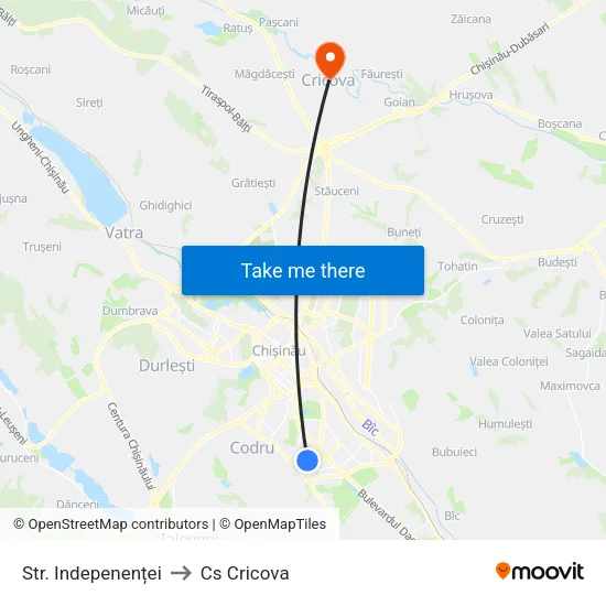 Str. Indepenenței to Cs Cricova map