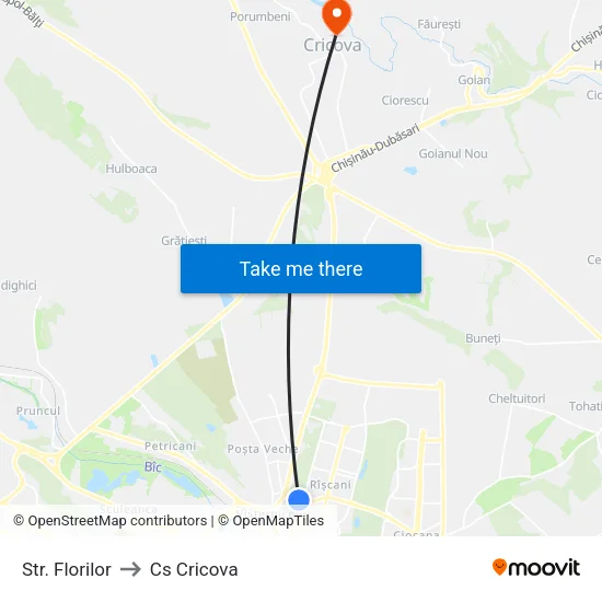 Str. Florilor to Cs Cricova map