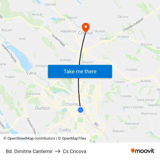 Bd. Dimitrie Cantemir to Cs Cricova map