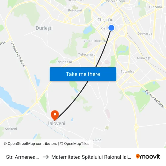 Str. Armenească to Maternitatea Spitalului Raional Ialoveni map