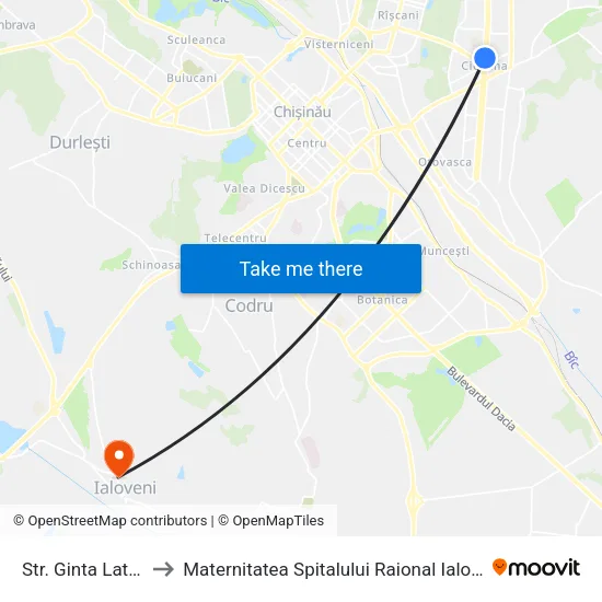 Str. Ginta Latină to Maternitatea Spitalului Raional Ialoveni map
