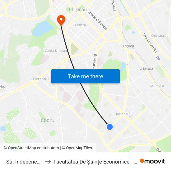 Str. Indepenenței to Facultatea De Științe Economice - Usm map