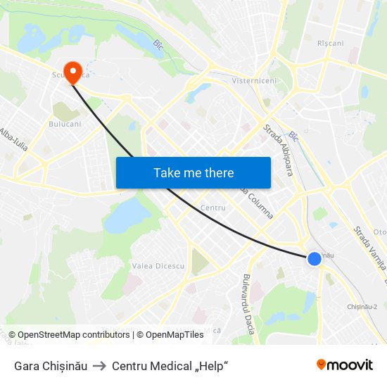 Gara Chișinău to Centru Medical „Help“ map