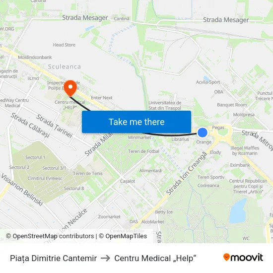 Piața Dimitrie Cantemir to Centru Medical „Help“ map