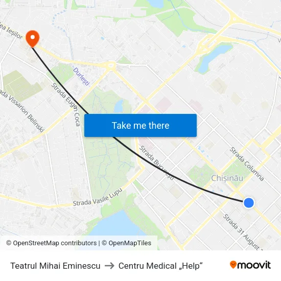 Teatrul Mihai Eminescu to Centru Medical „Help“ map