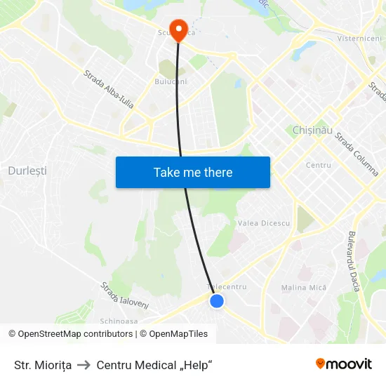 Str. Miorița to Centru Medical „Help“ map