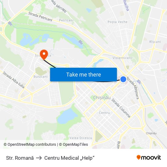 Str. Romană to Centru Medical „Help“ map