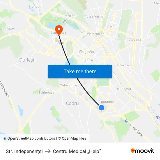 Str. Indepenenței to Centru Medical „Help“ map
