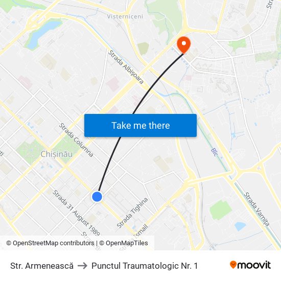 Str. Armenească to Punctul Traumatologic Nr. 1 map