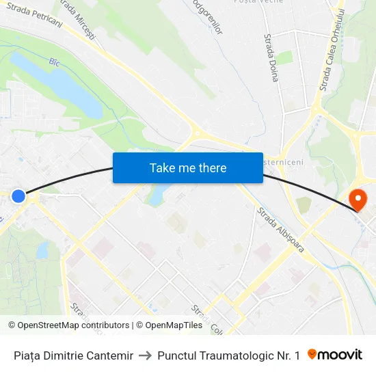 Piața Dimitrie Cantemir to Punctul Traumatologic Nr. 1 map