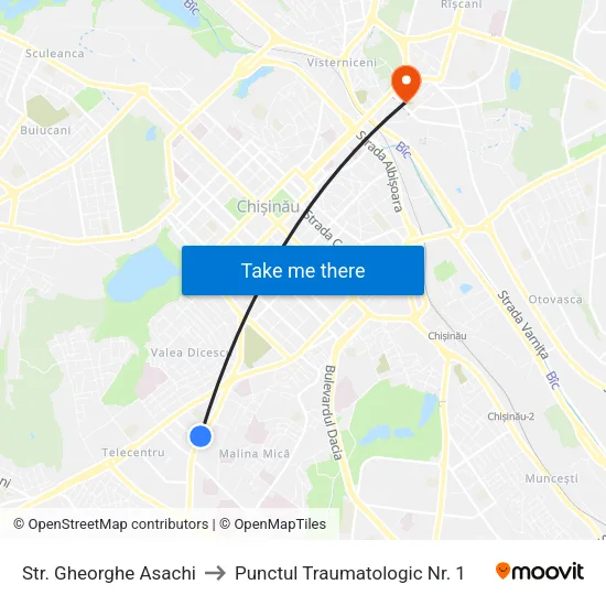Str. Gheorghe Asachi to Punctul Traumatologic Nr. 1 map