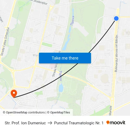 Str. Prof. Ion Dumeniuc to Punctul Traumatologic Nr. 1 map
